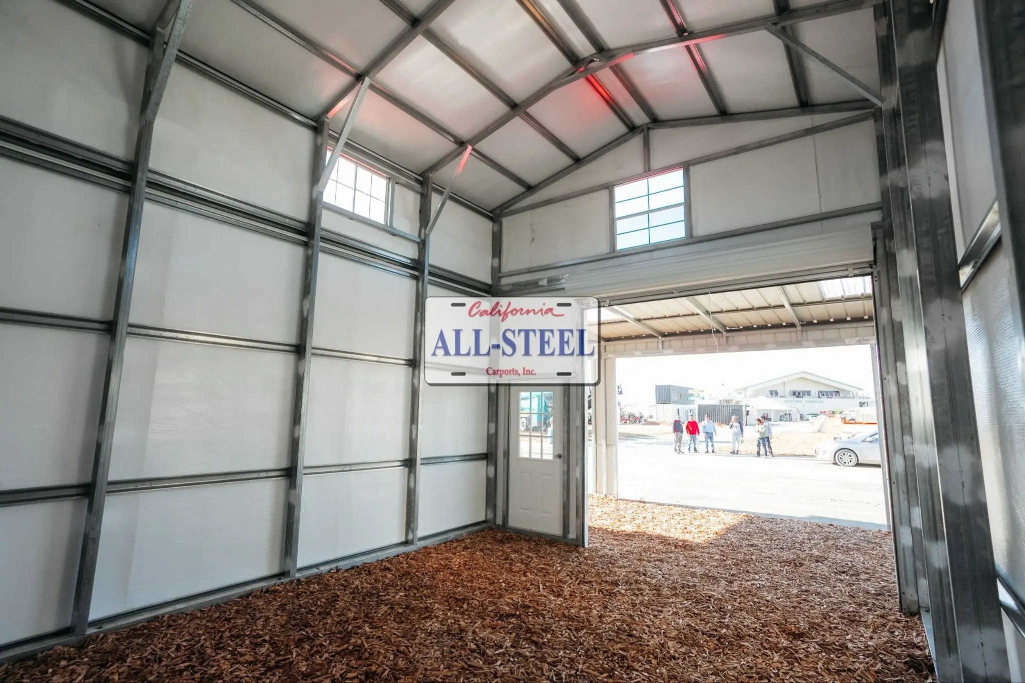 Enclosed metal carport for long-term boat storage